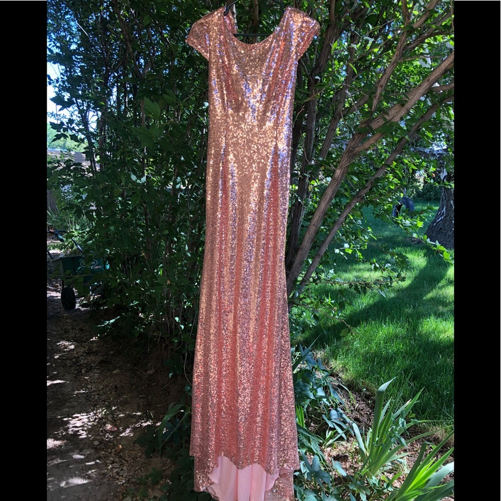 Rose gold sequin dress